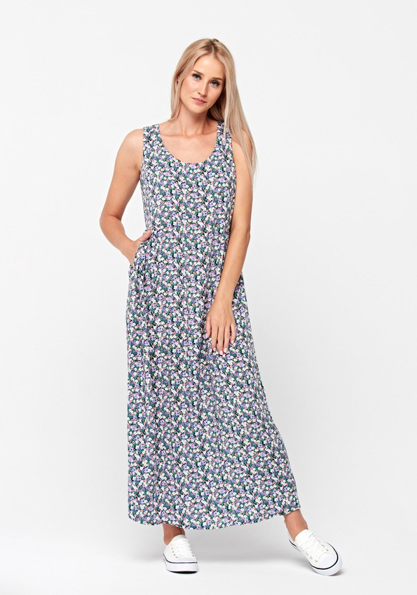 Sukienka maxi w kolorowe kwiatki 1182