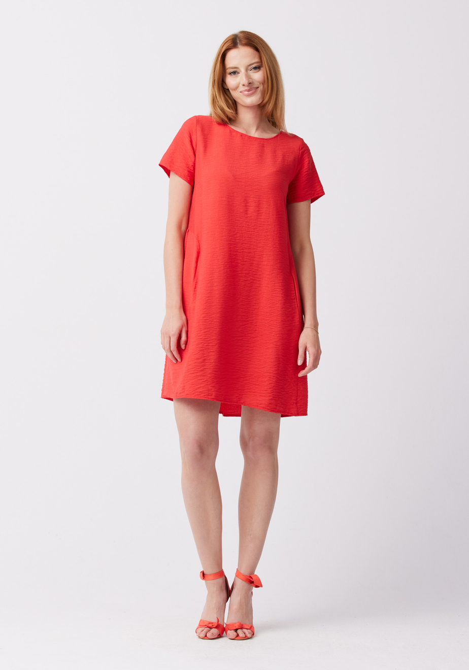 Luźna czerwona sukienka 1234