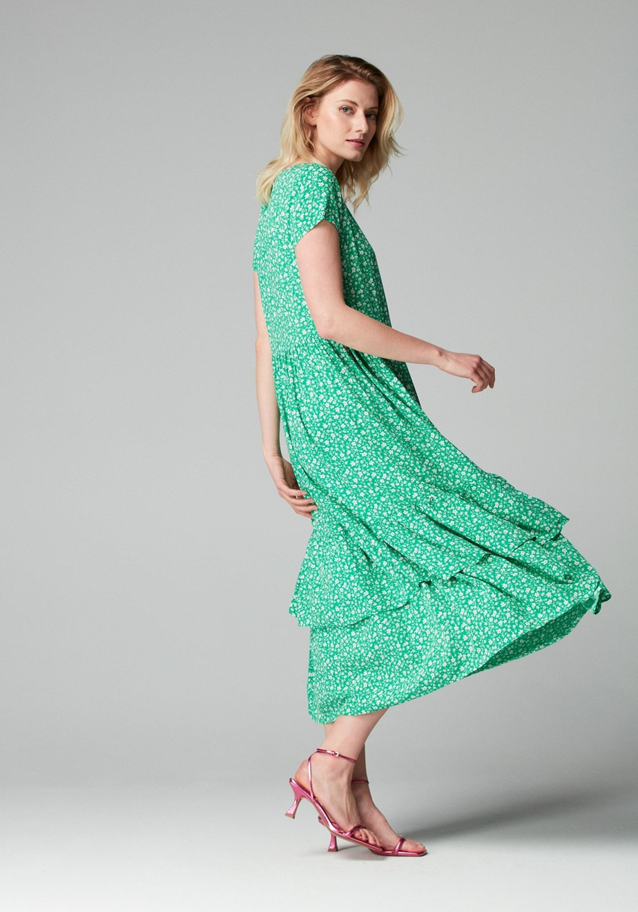 Długa sukienka z falbanami 1048