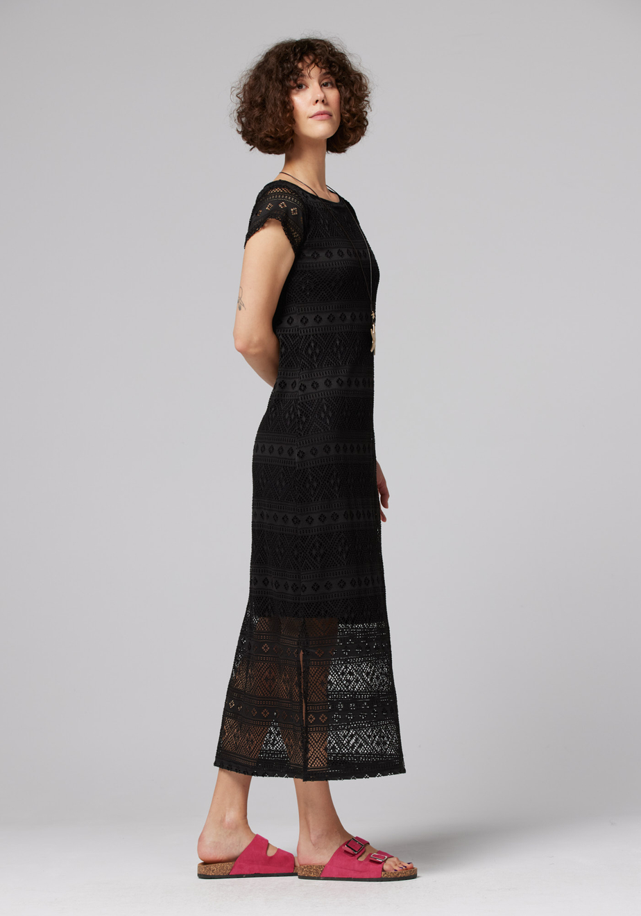 Czarna długa koronkowa sukienka 1266