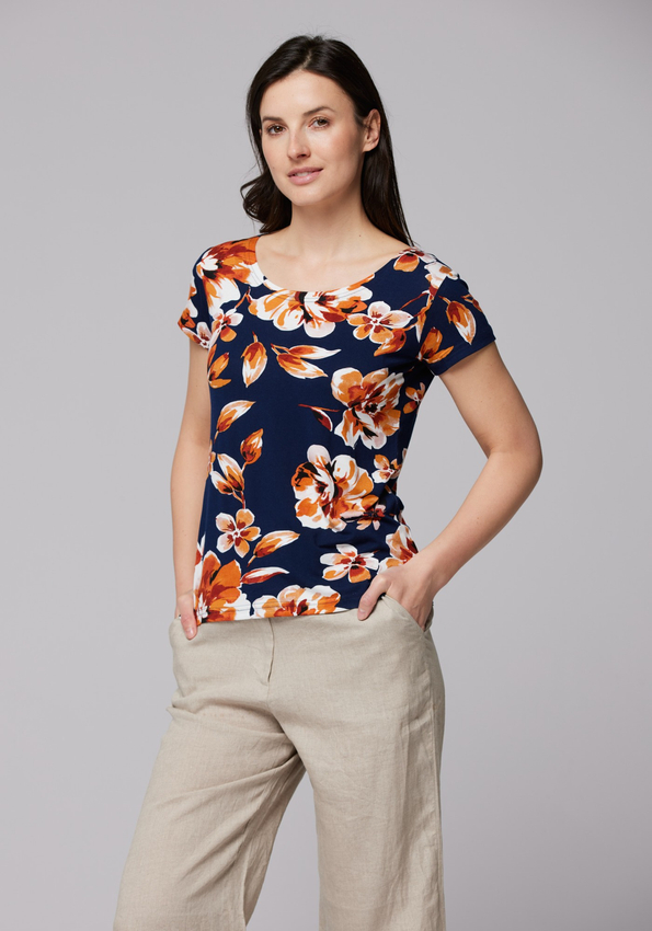 Granatowa kwiecista bluzka 3063