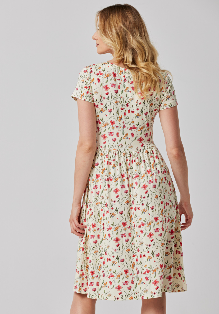 Odcinana kremowa sukienka 1486