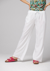 Białe lniane proste spodnie 5033