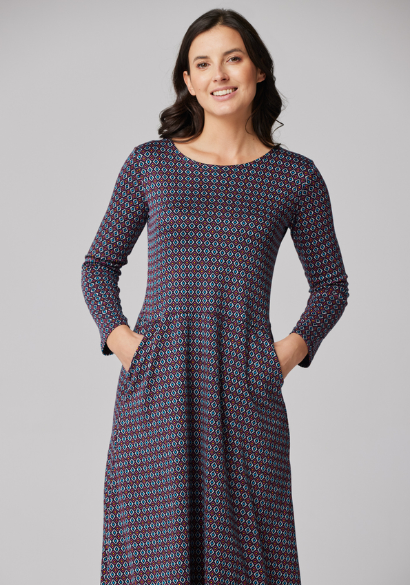 Odcinana sukienka w kolorowe romby 1996