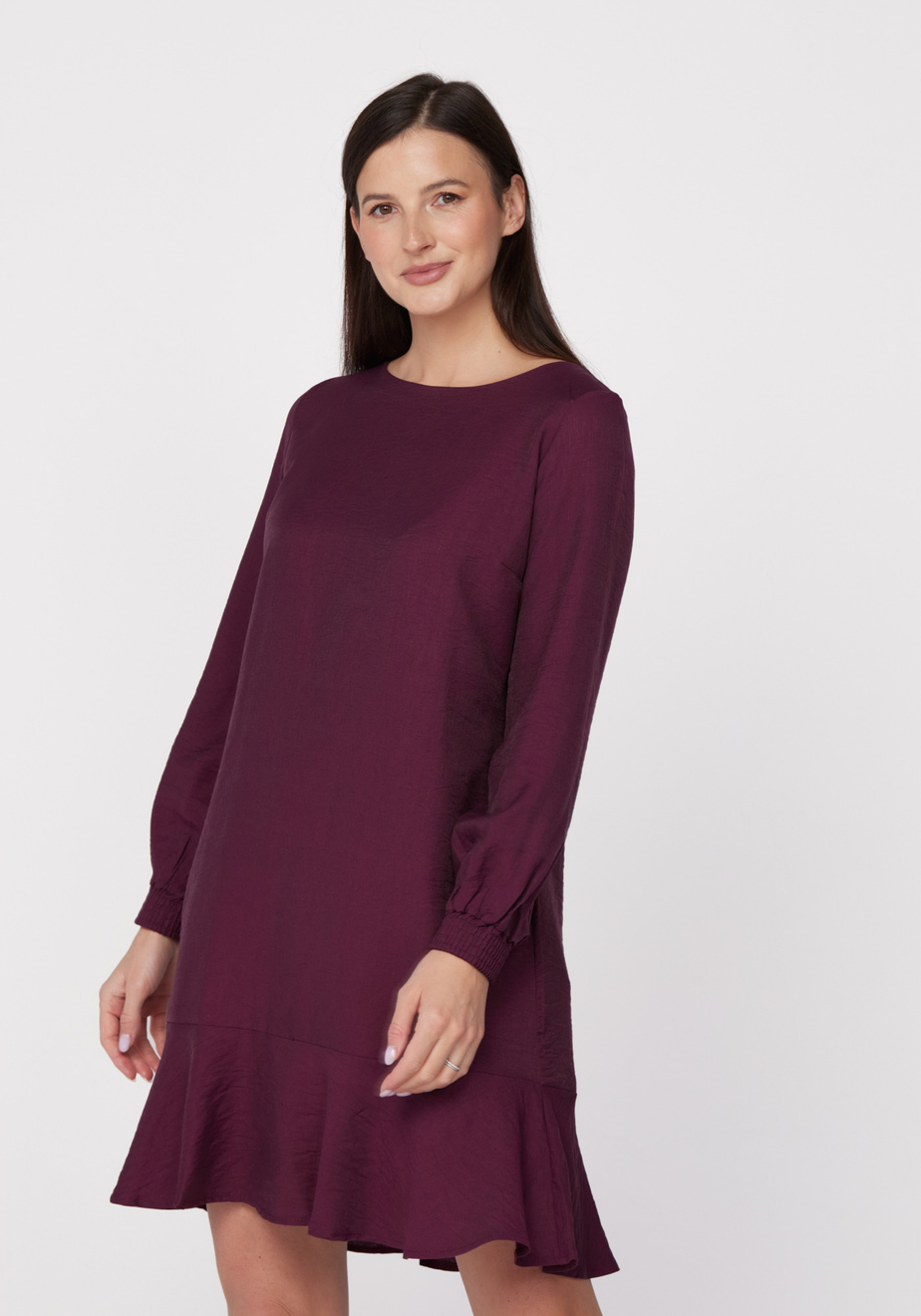 Bordowa prosta sukienka 1606