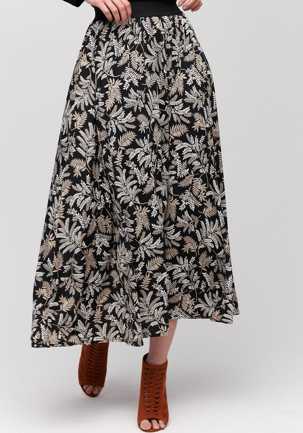 Czarna spódnica w gałązki 2041