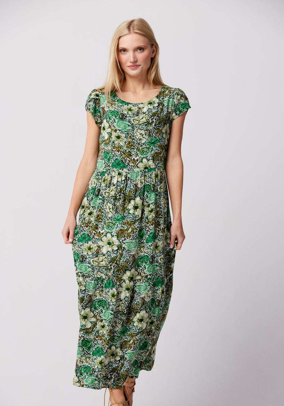 Sukienka w zielone kwiaty 1009