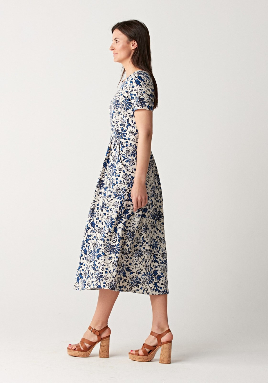 Lniana sukienka midi 1358