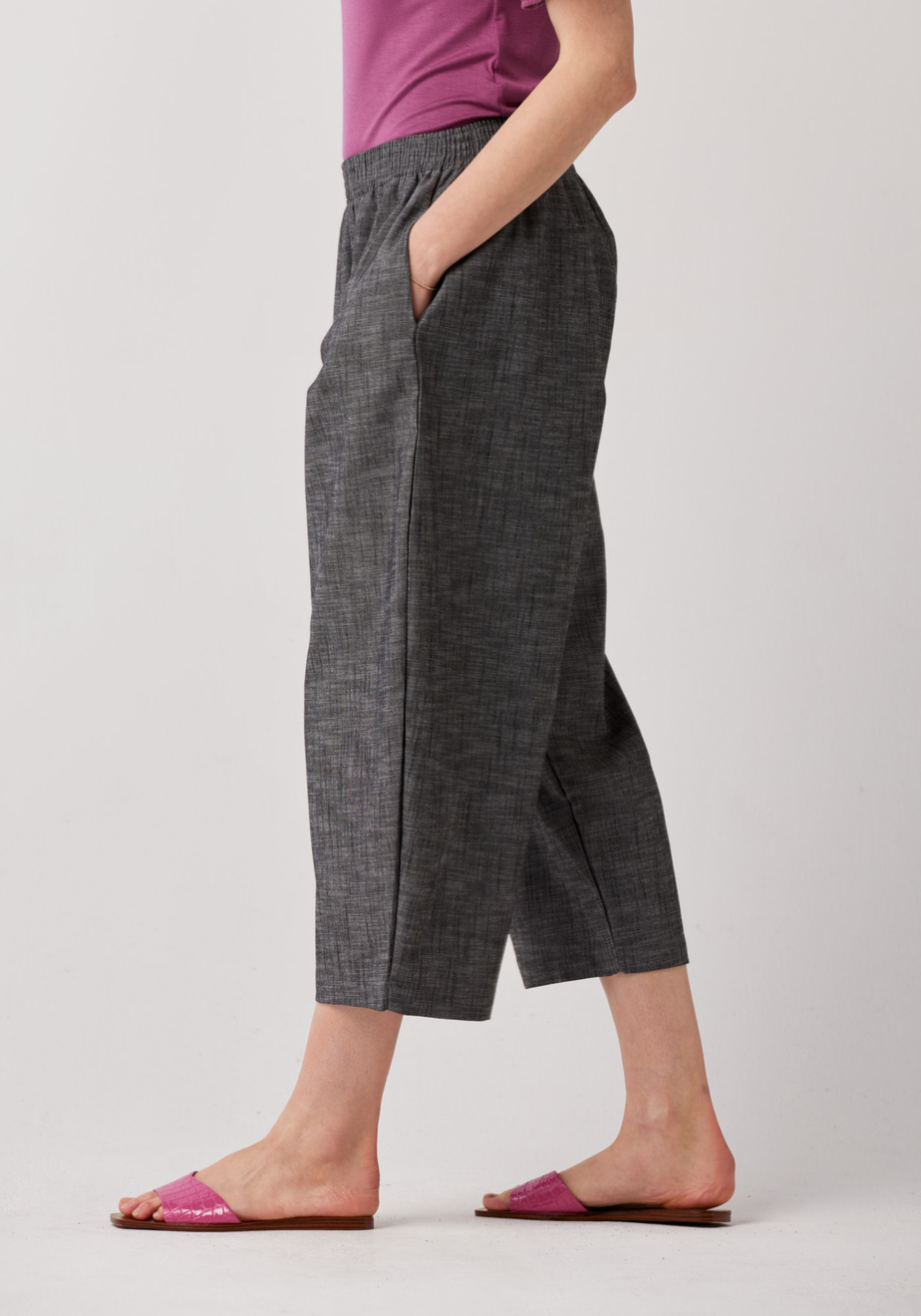 Bawełniane szerokie spodnie 3/4 5186