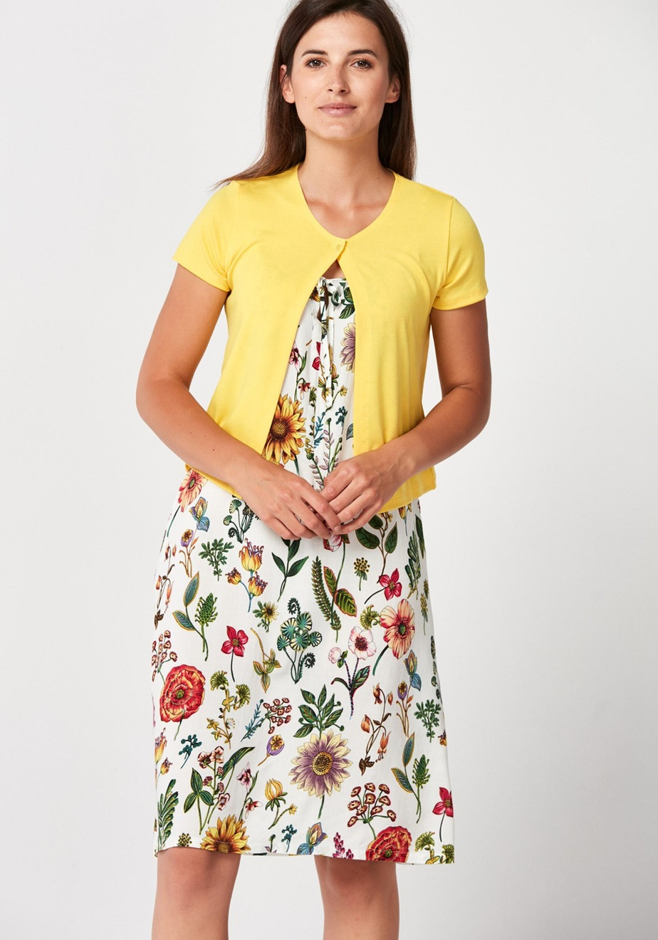 Żółty sweter z krótkim rękawem 8804