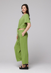 Wiskozowo-lniane zielone spodnie 5037