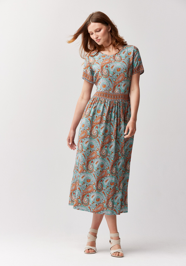 Miętowa sukienka paisley 1036