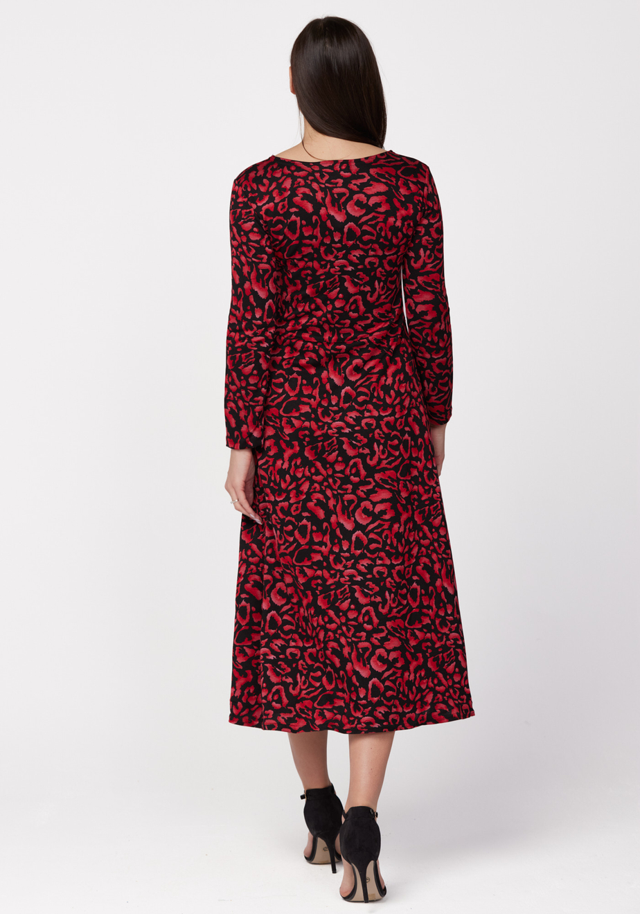 Midi sukienka w czerwoną panterkę 1894