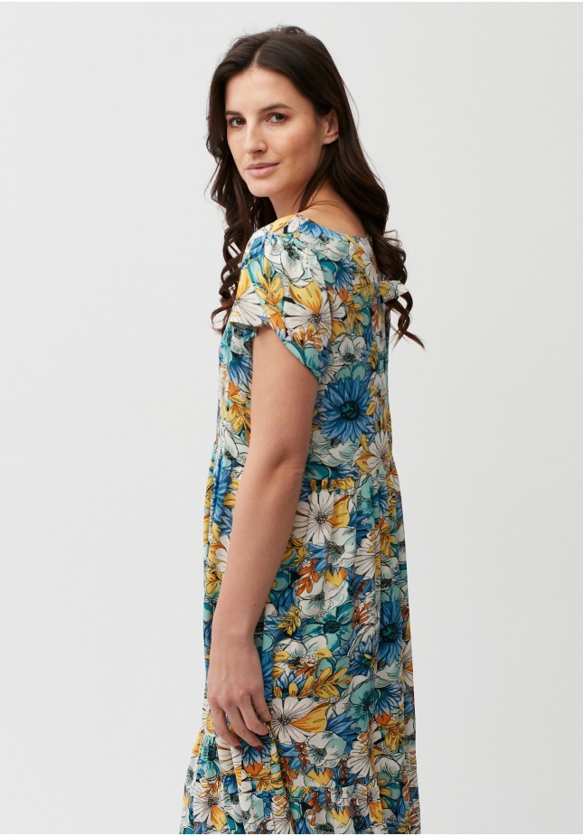 Sukienka 6092 (żółto-niebieskie kwiaty)