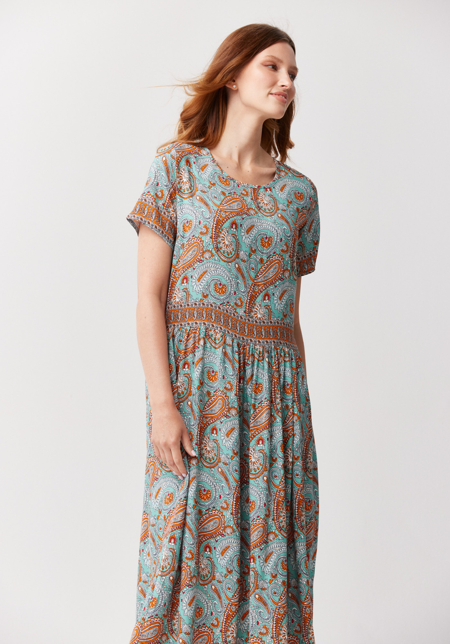 Miętowa sukienka paisley 1036
