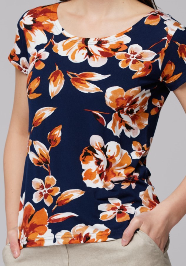 Granatowa kwiecista bluzka 3063