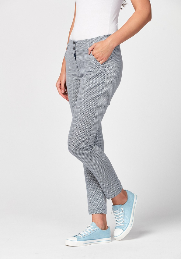 Biało-granatowe spodnie 5063