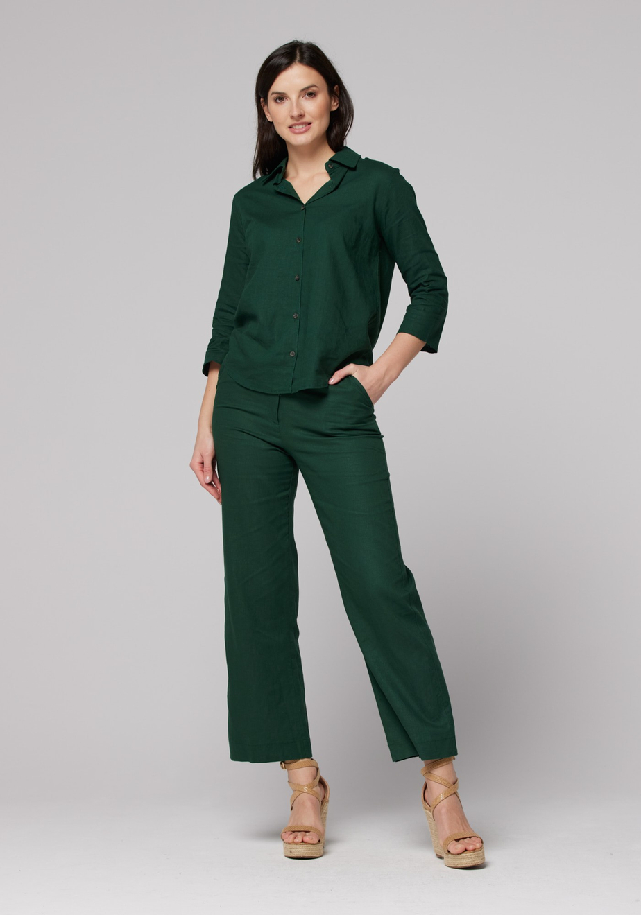 Ciemnozielona lniana koszula 3334