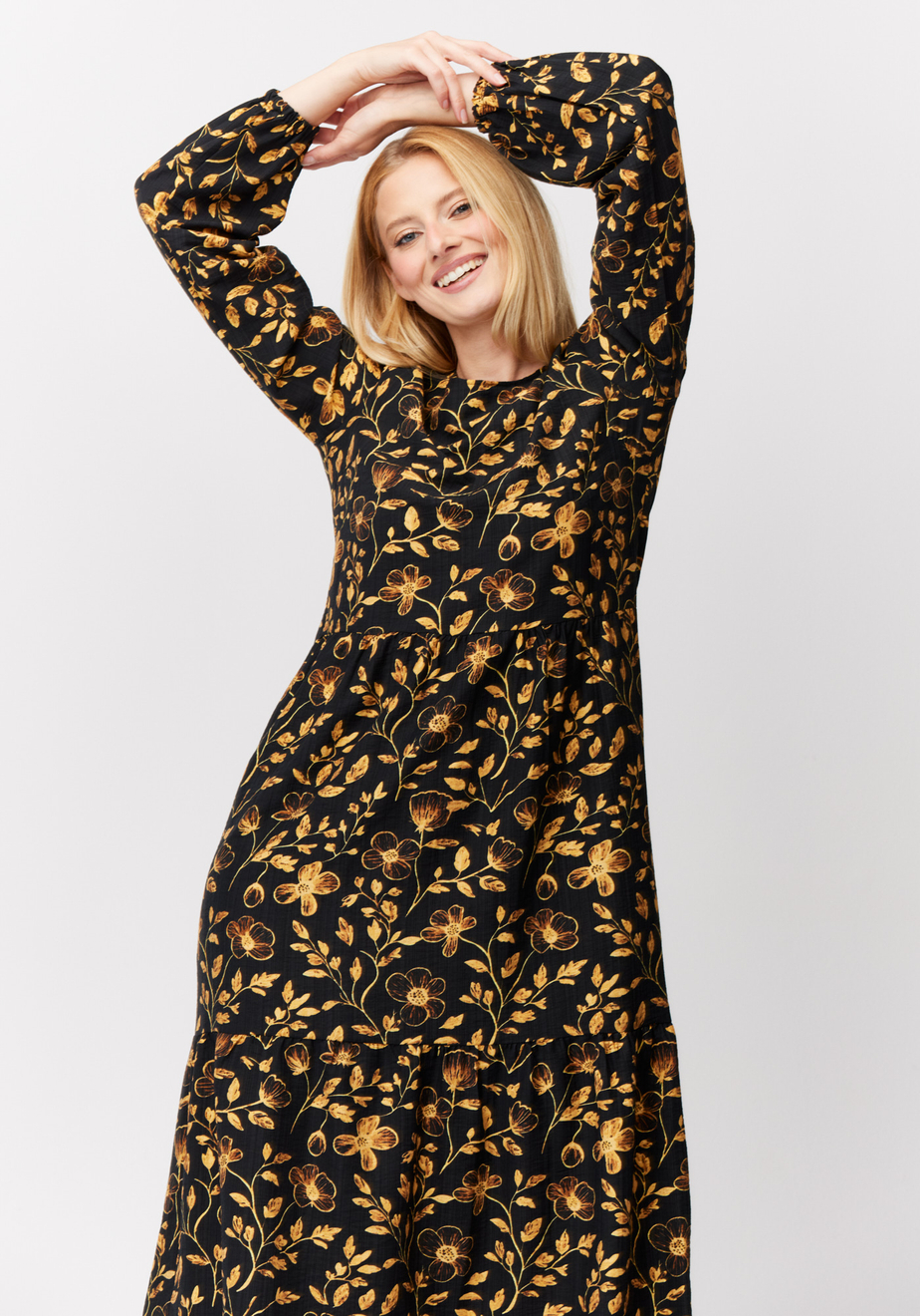 Trapezowa sukienka w kwiaty 1299