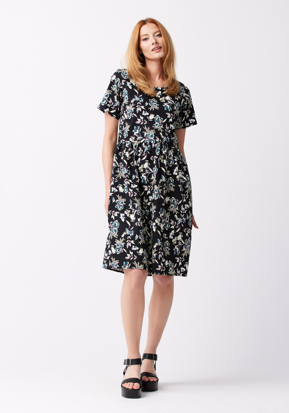 Czarna sukienka w kwiaty 1022