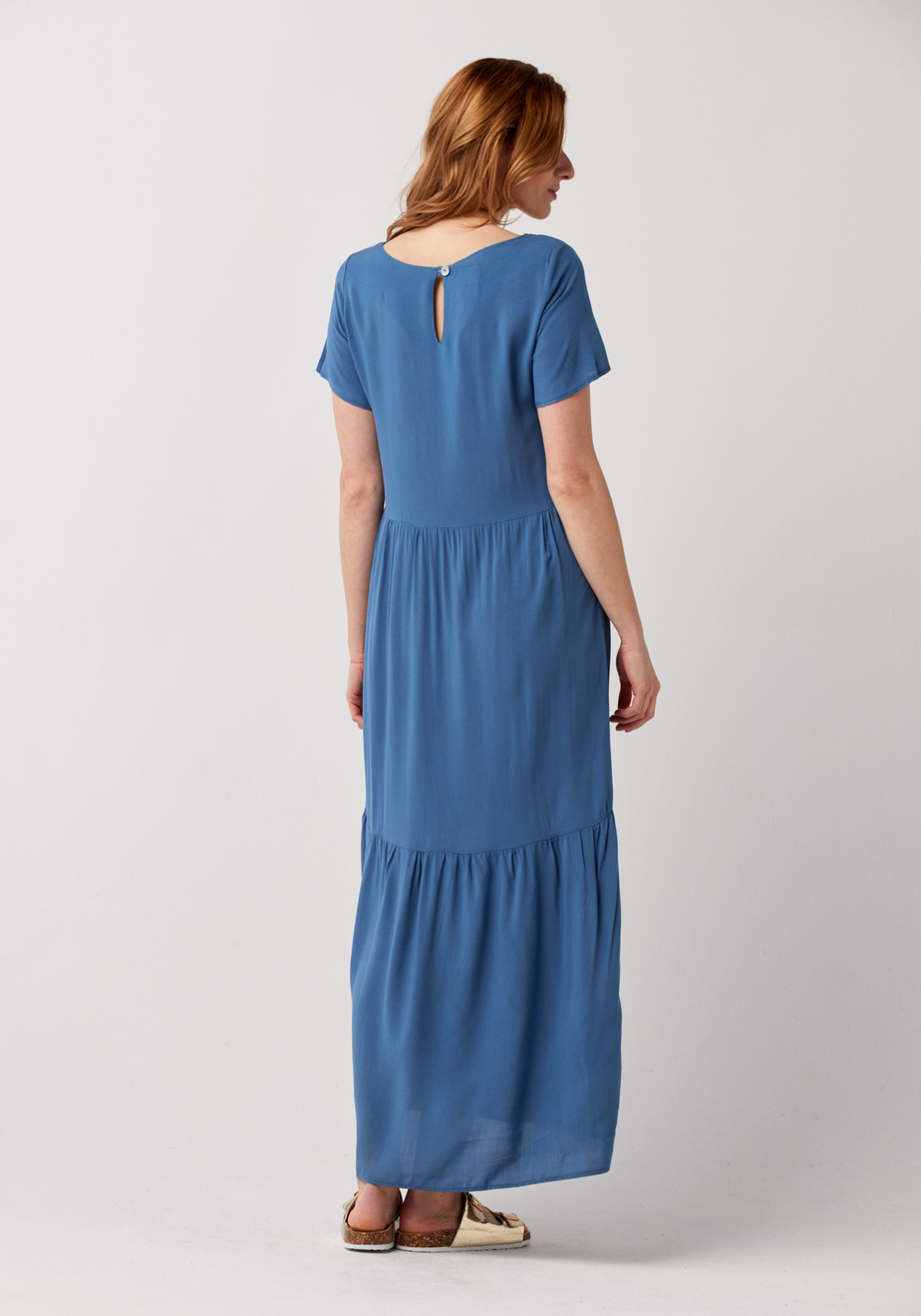 Błękitna długa sukienka 1230