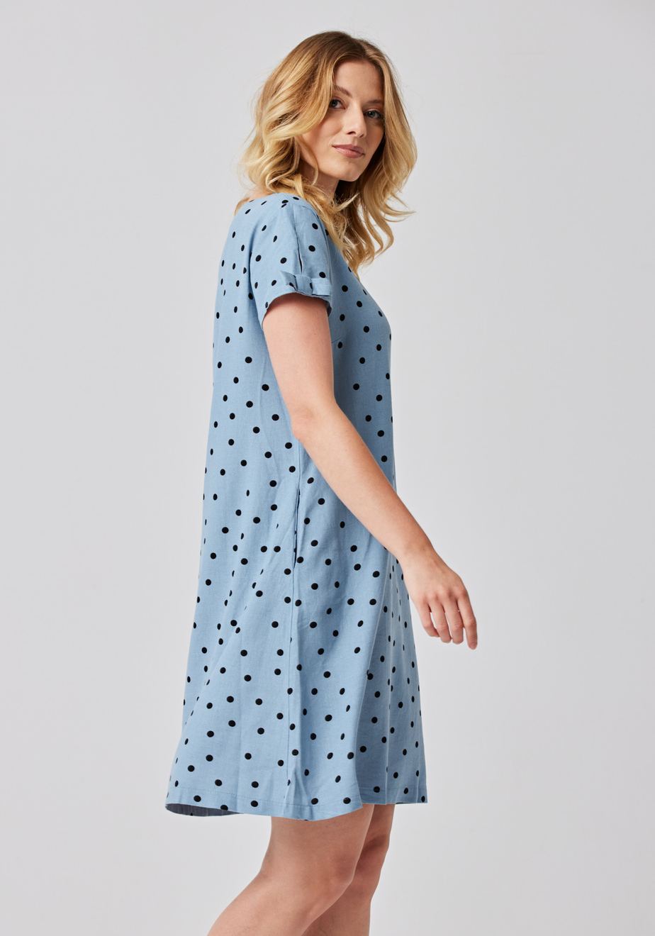 Niebieska sukienka w groszki 1387