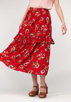Czerwona spódnica z falbanką 2055