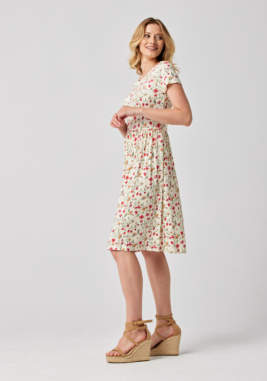 Odcinana kremowa sukienka 1486