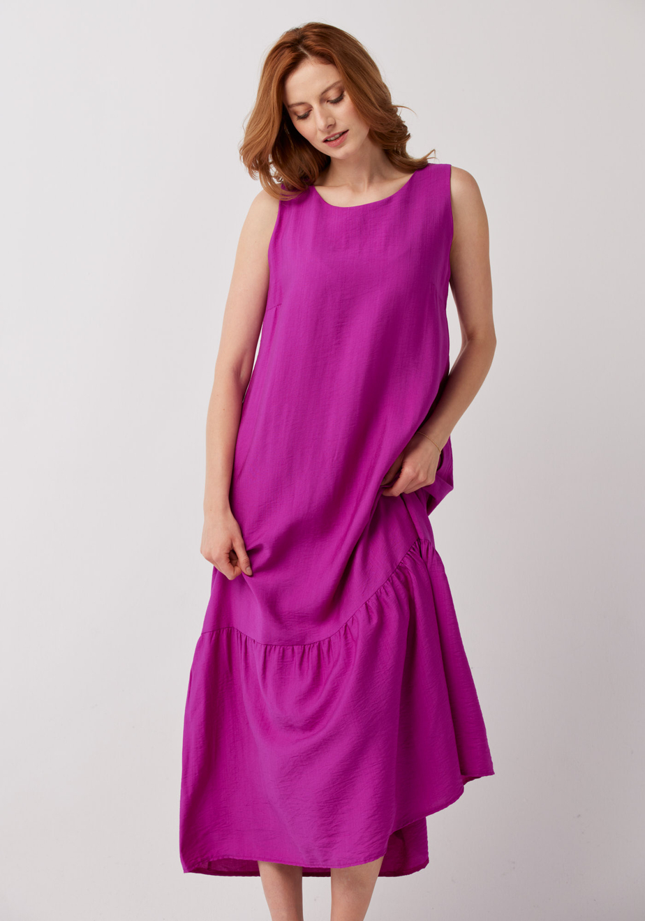 Długa różowa sukienka bez rękawów 1225