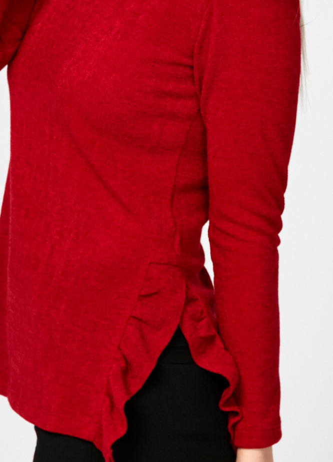 Bordowy sweter z rozcięciami 8968