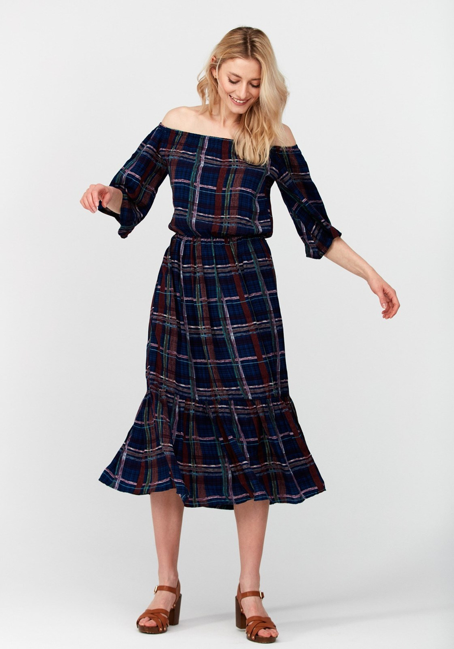 Sukienka w kolorową kratę 1042