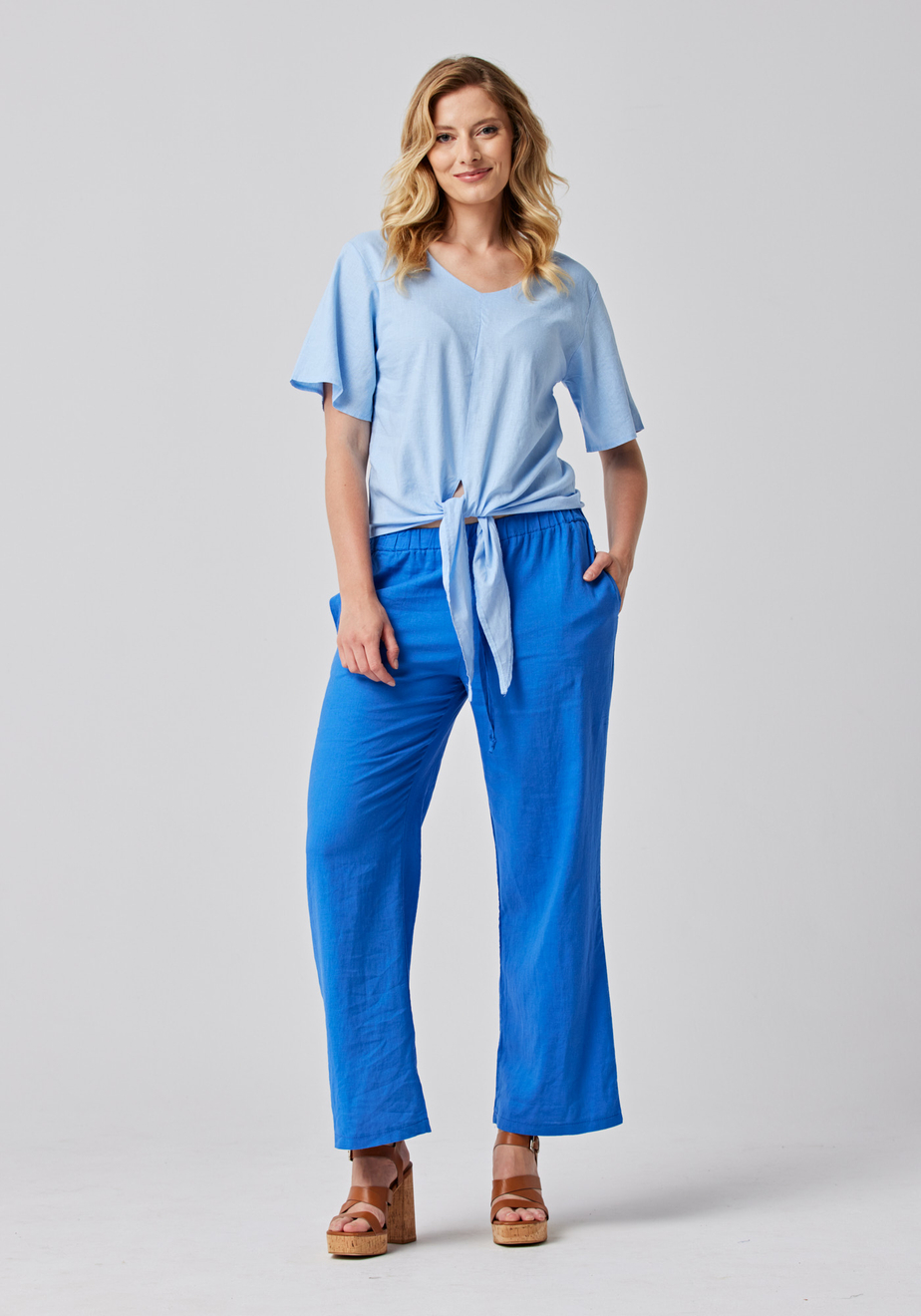 Błękitna bluzka z wiązaniem 3322