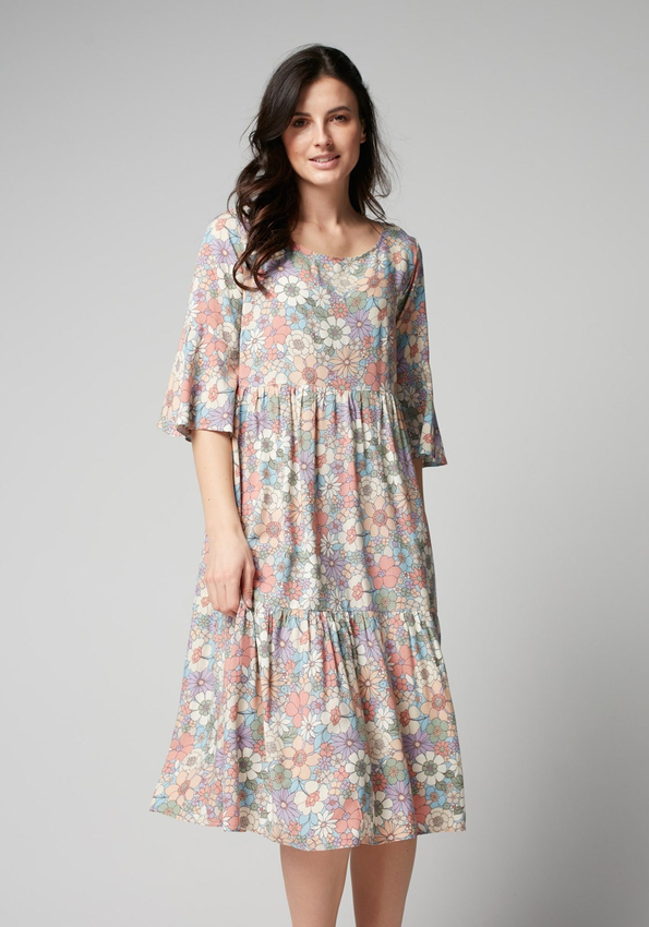 Pastelowa sukienka w kwiaty 1221