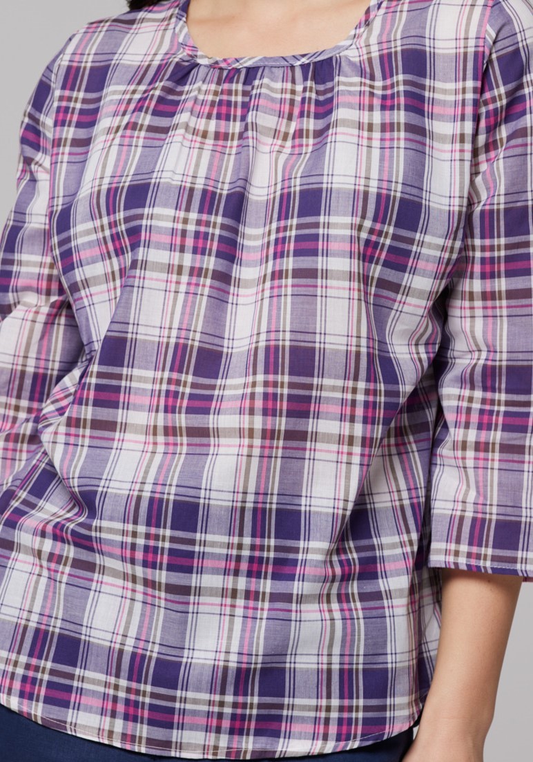 Bawełniana bluzka w kratę 3028