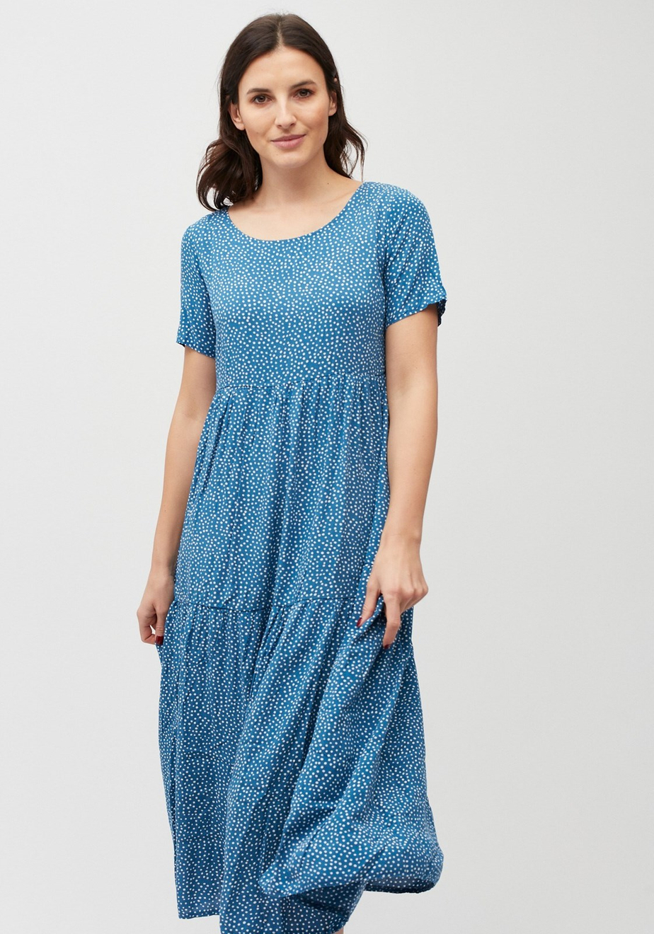 Niebieska sukienka w kropki 1019