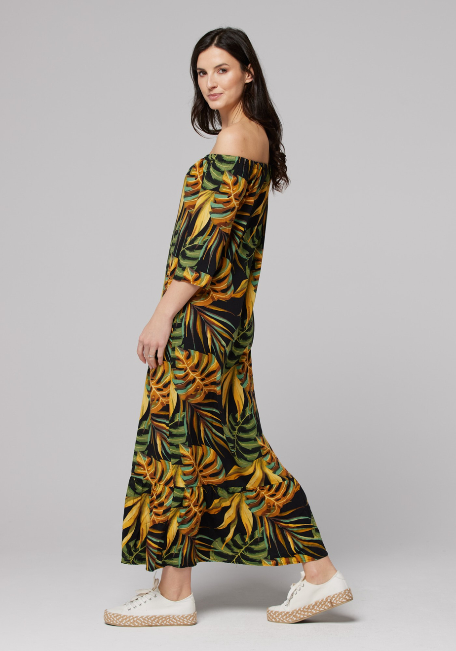 Sukienka w tropikalne liście 1158