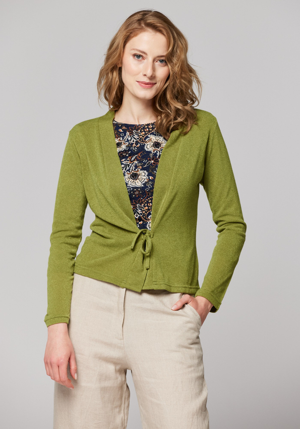 Jasnozielony wiązany sweter 8979