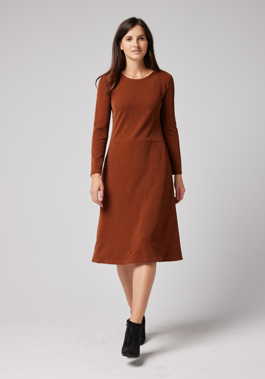 Brązowa sukienka ze srebrną nitką 1814