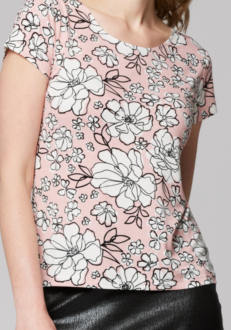 Różowy top w białe kwiaty 3244