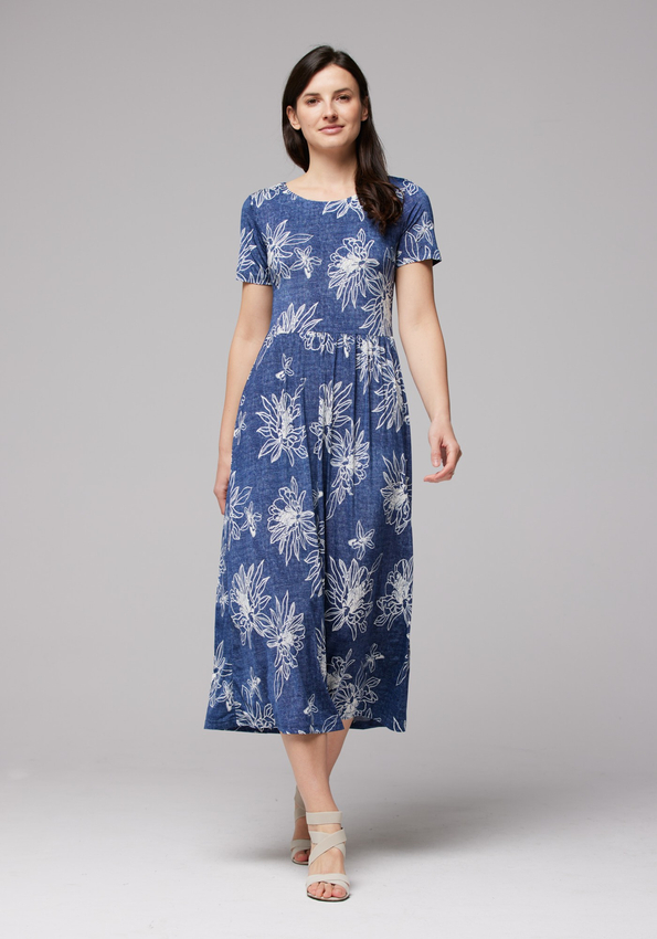 Odcinana sukienka w kolorze jeansu 1428