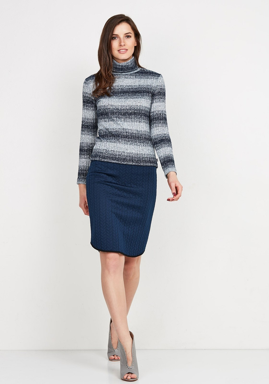 Dzianinowa granatowa Spódnica 2115