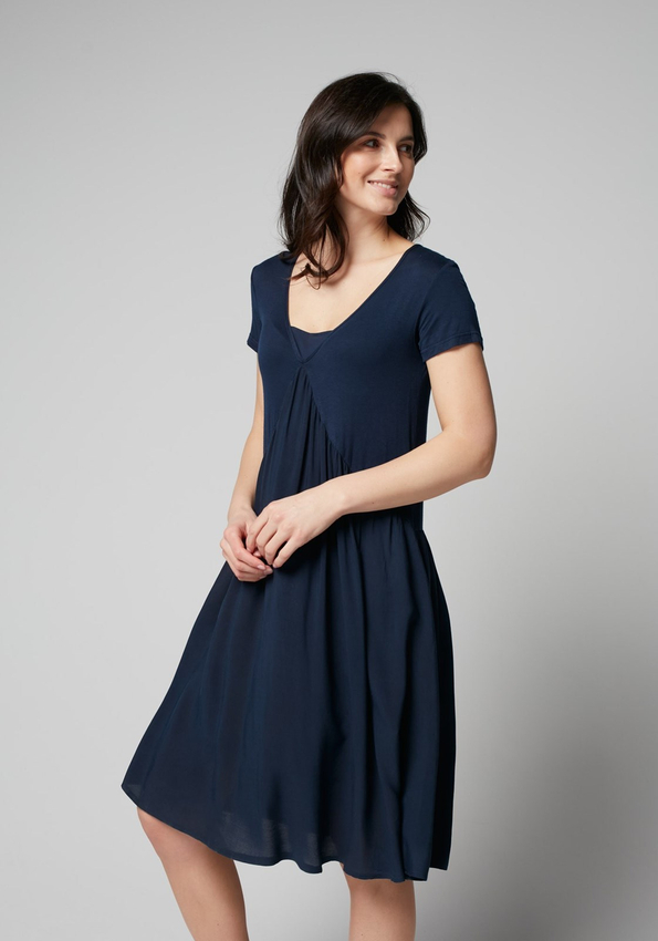 Granatowa sukienka z marszczeniem 1280