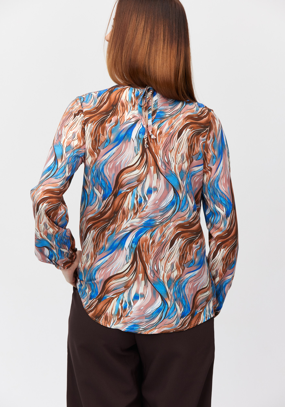 Bluzka w niebiesko-brązowe fale 3476