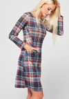 Dopasowana sukienka w kratkę z czerwienią 1488