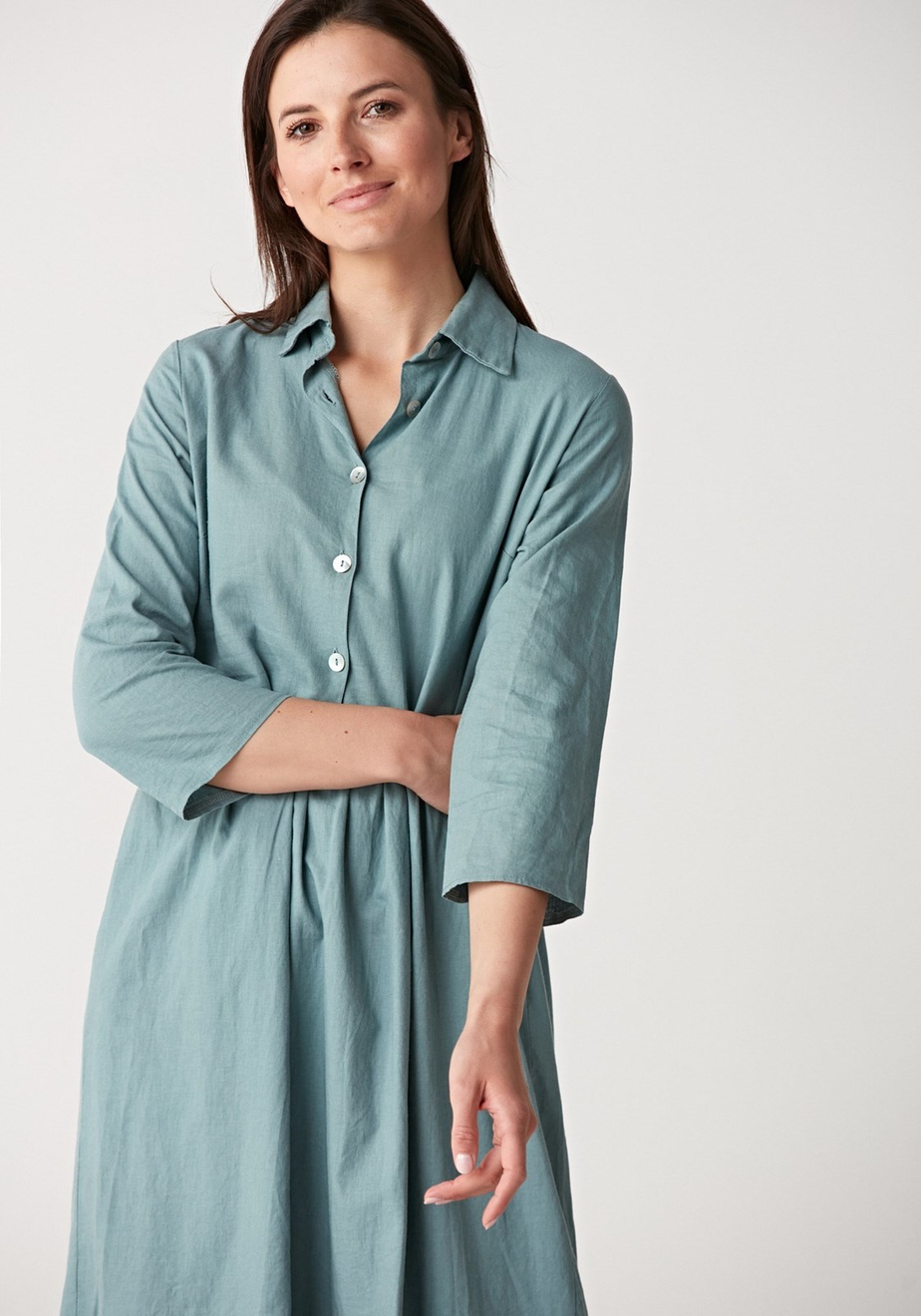 Lniana sukienka z kołnierzykiem 1343