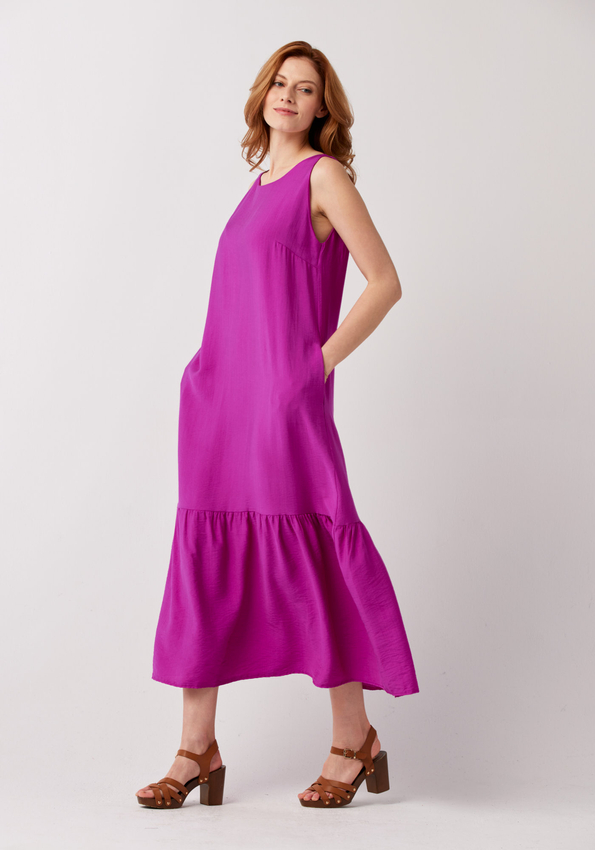 Długa różowa sukienka bez rękawów 1225