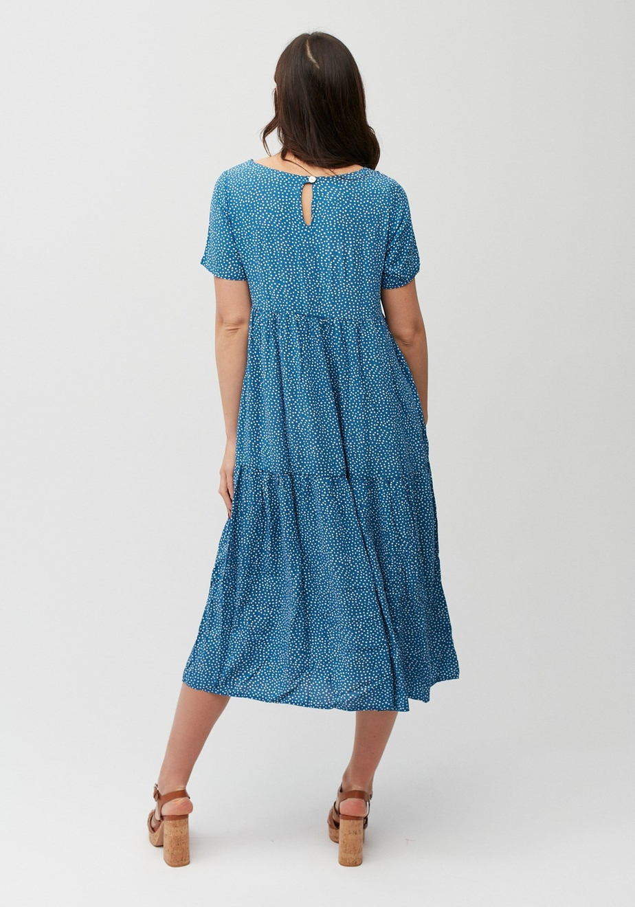 Niebieska sukienka w kropki 1019