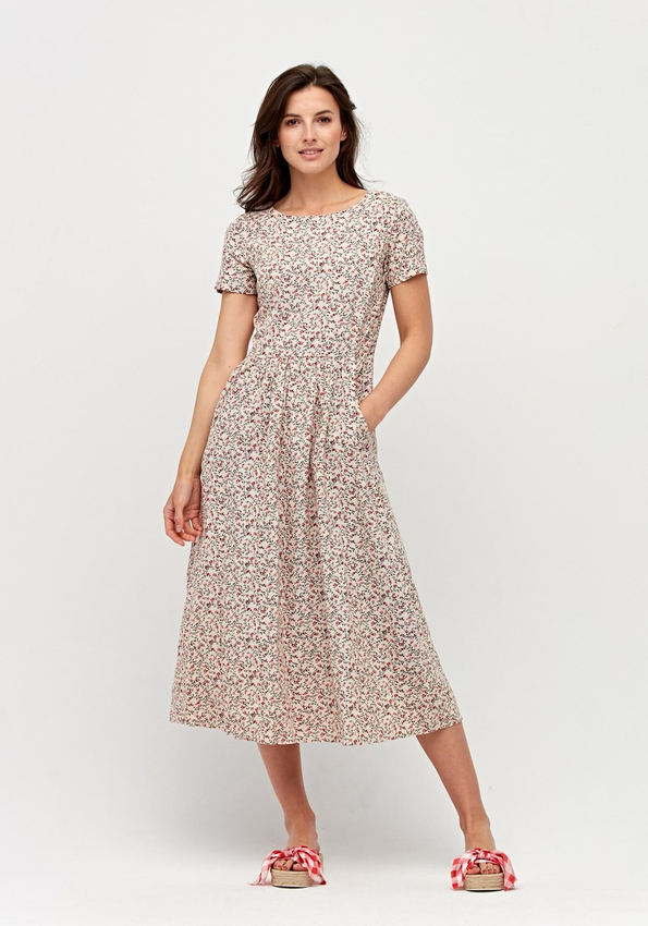 Lniania sukienka midi 1351