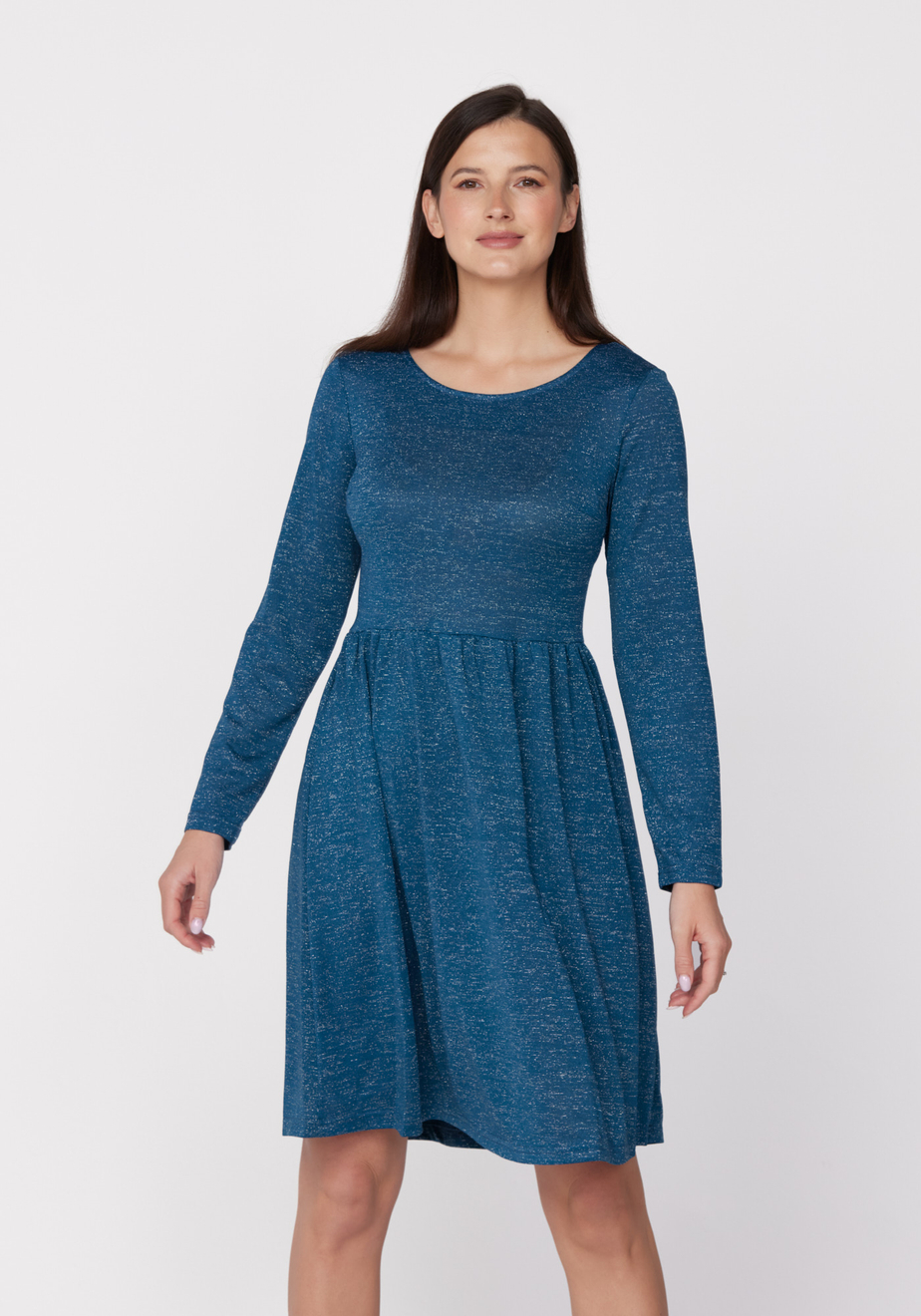 Morska sukienka z delikatnym brokatem 1838