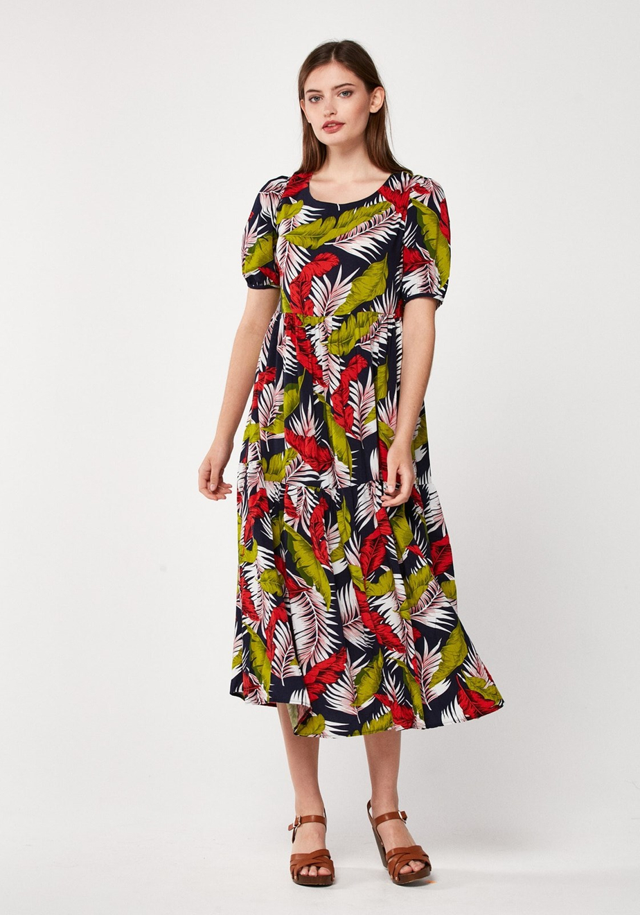 Midi sukienka w liście 1658